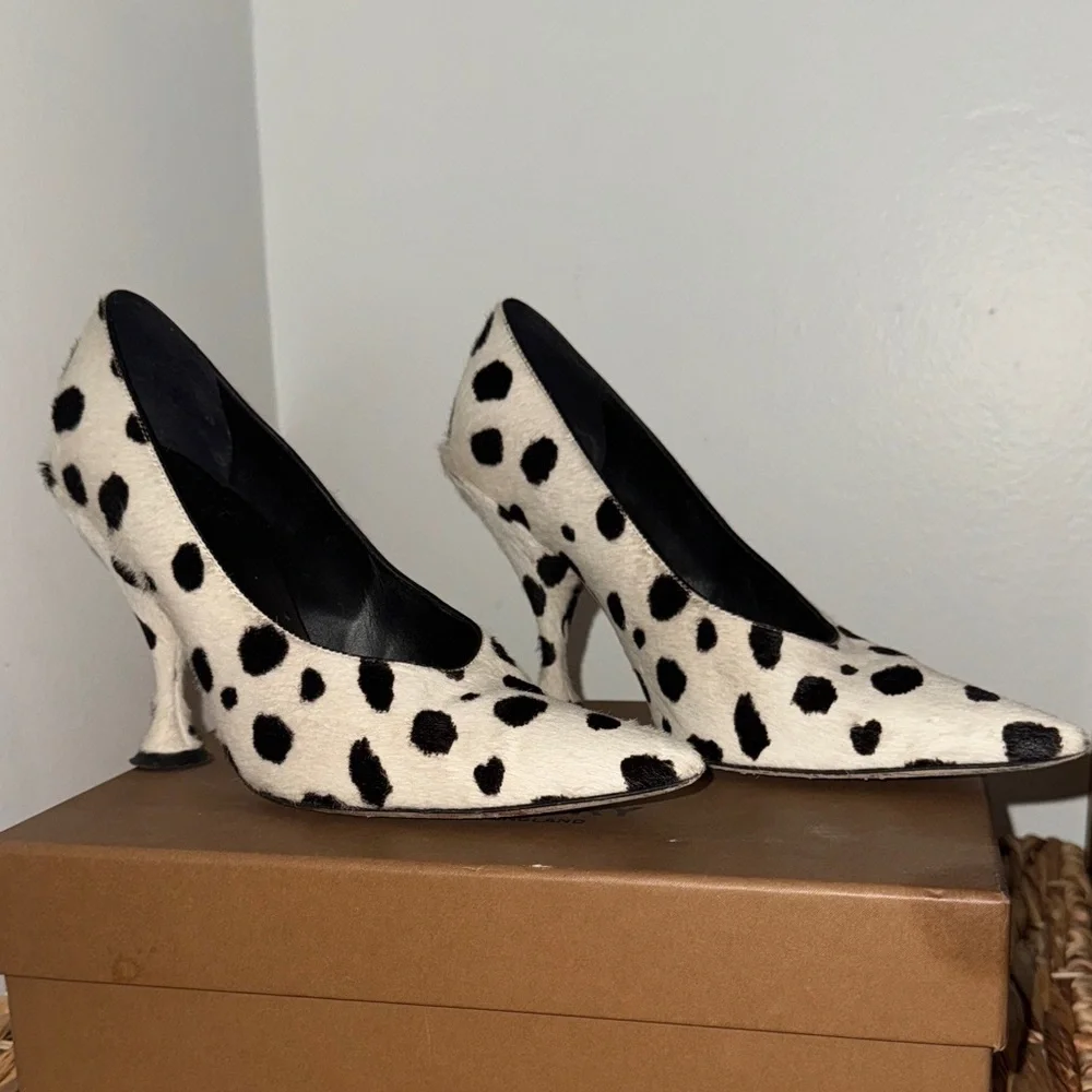Burberry London Stylish Black and White Polka Dot Women's Heels - Picture 1 of 5